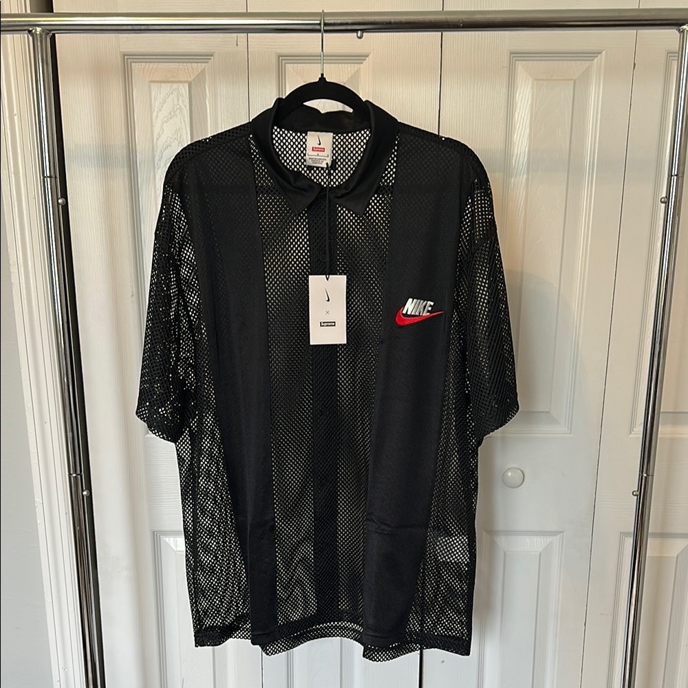 Nike Black Polo Shirt Breathable Mesh Design
